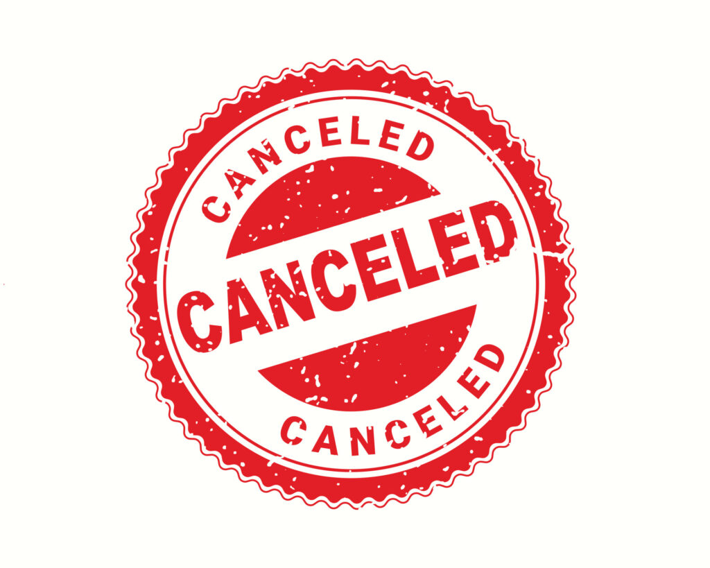 canceled stamp in rubber style red round grunge canceled sign rubber stamp on white illustration free vector